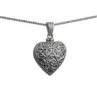 Silver 25x22mm handmade Embossed Heart shaped Memorial...