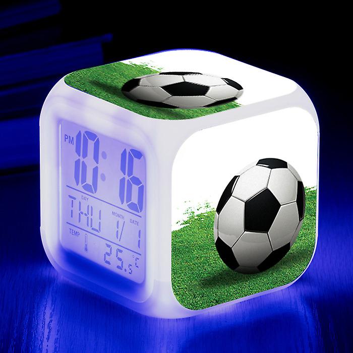 Creative Alarm Clock, Football Led Multiple Functional Colorful Color Changing Luminous Alarm Clock Student Silent Alarm Clock, Very Suitable As A Chi