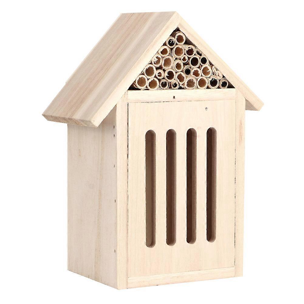 Bee House Garden Outdoor Wooden Insect Bee House Wood Bug Room Shelter Nesting Box Decoration(C Type)