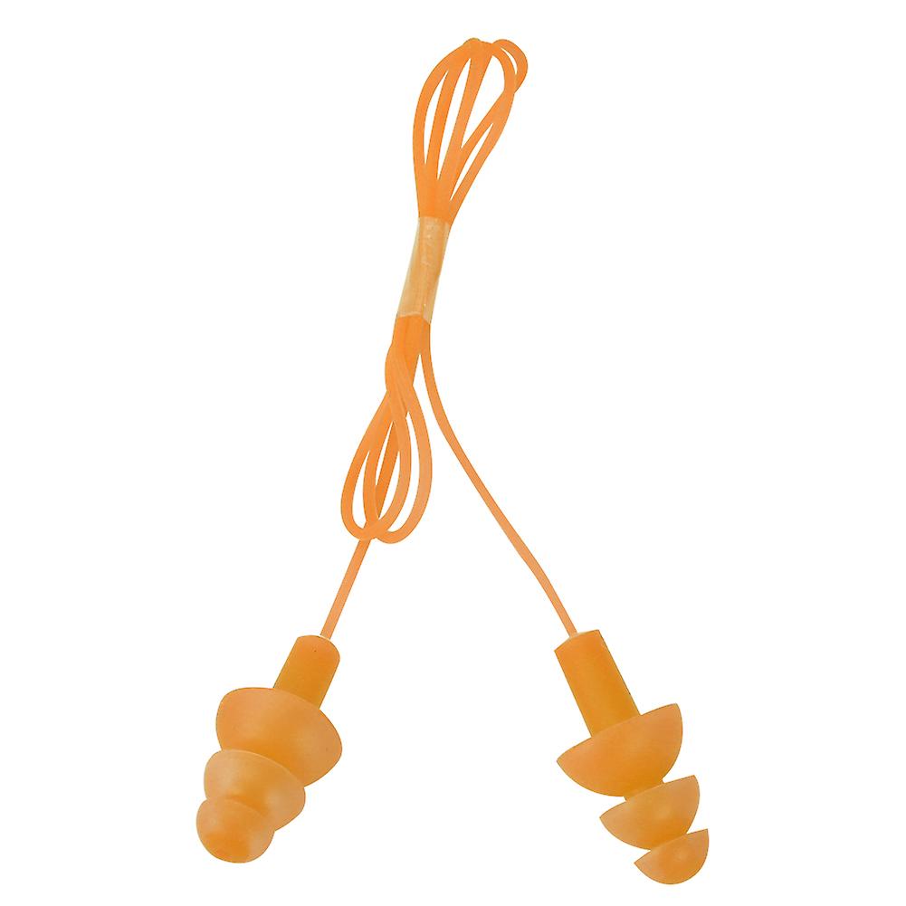 Waterproof Soft Silicone Corded Noise Prevention Swimming Earplugs Earmuff(Orange)