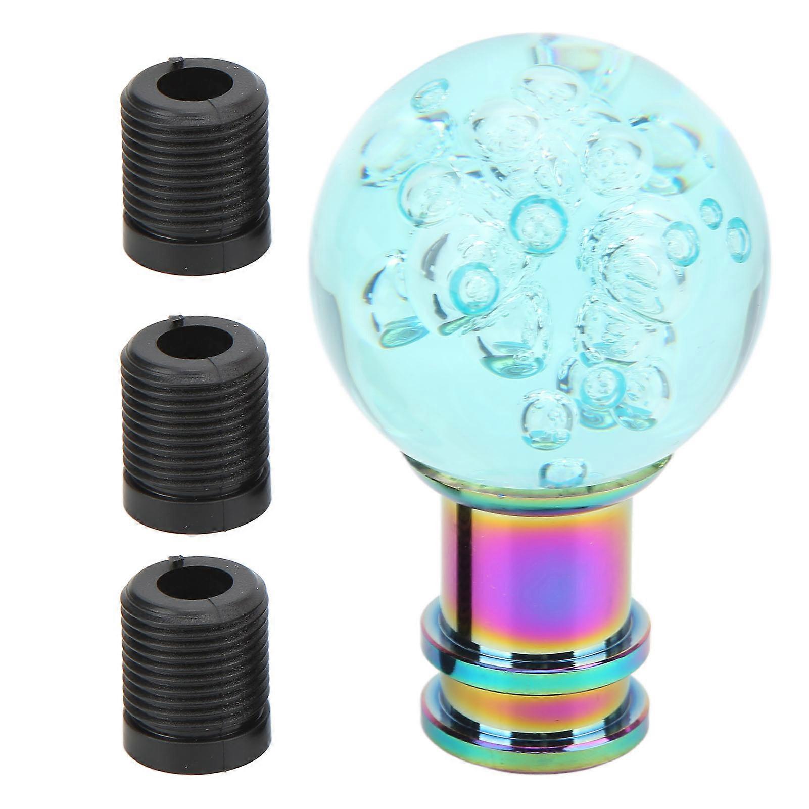 Gear Shift Knob Transparent Acrylic Bubble Style with M8 M10 M12 Adapter Universal Fit Car Shifter Head Light Blue