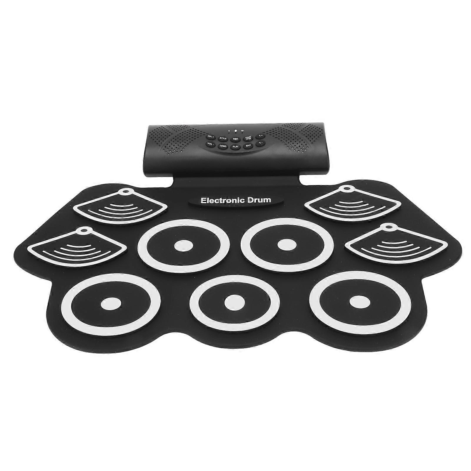 Electronic Drum Pad Bluetooth Recording Function Dual Speakers Portable Electronic Roll Up Drum Kit 100?240V US Plug