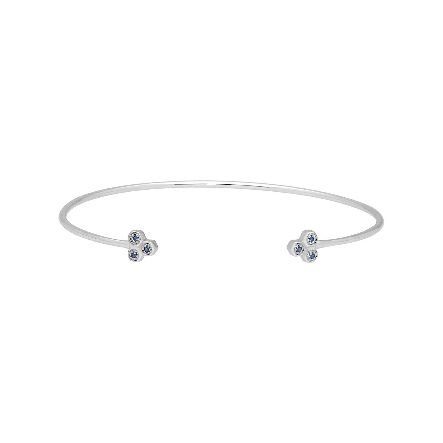 Sapphire Trilogy Geometric Bangle in 9ct White Gold 162B0005049