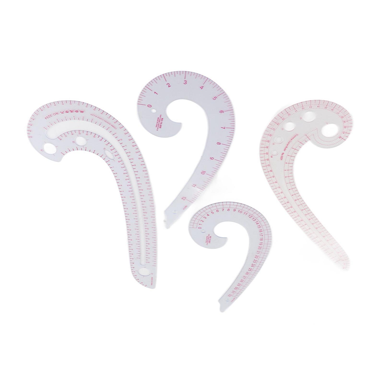 4Pcs Comma Curve Ruler Set for Sewing Dressmaking Trimming Drawing