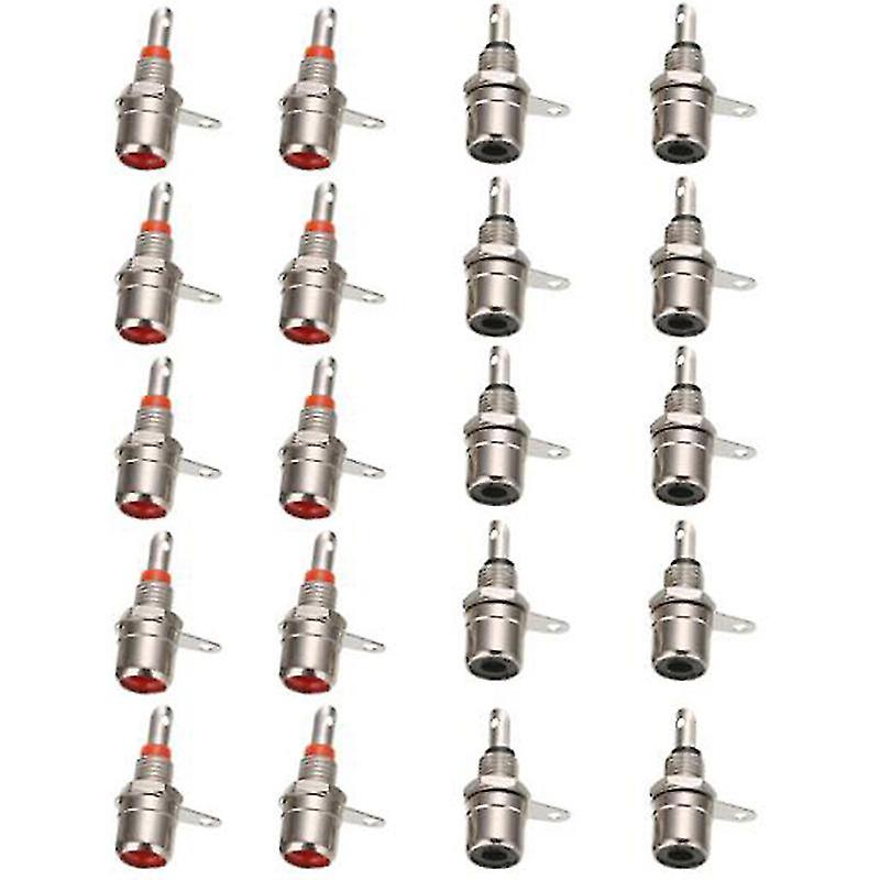 10pcs Red+10pcs Black Rca Panel Mount Connector Female Socket Audio Socket Plug Hfmqv