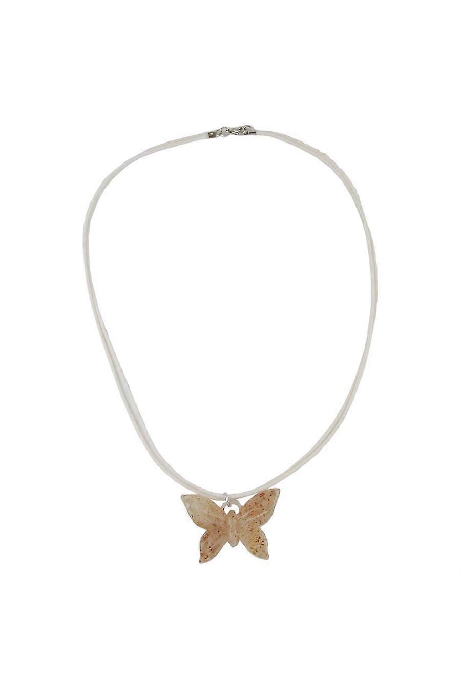 Necklace Butterfly White/ Brown - Gl07374