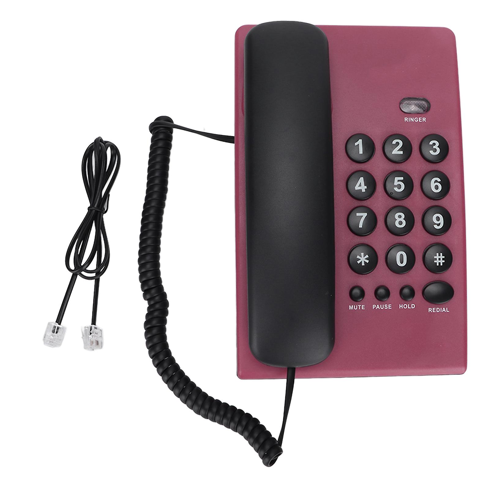 KXT504 Home Landline Multi Functional Battery Free Corded Telephone with Dual Magnetic Handset for Office Hotel(Rose Red )