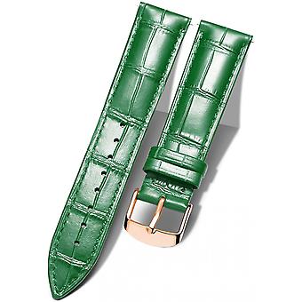 Genuine Leather Replacement Watch Band Multicolor Waterproof for Men Women, GR-Green (20mm)
