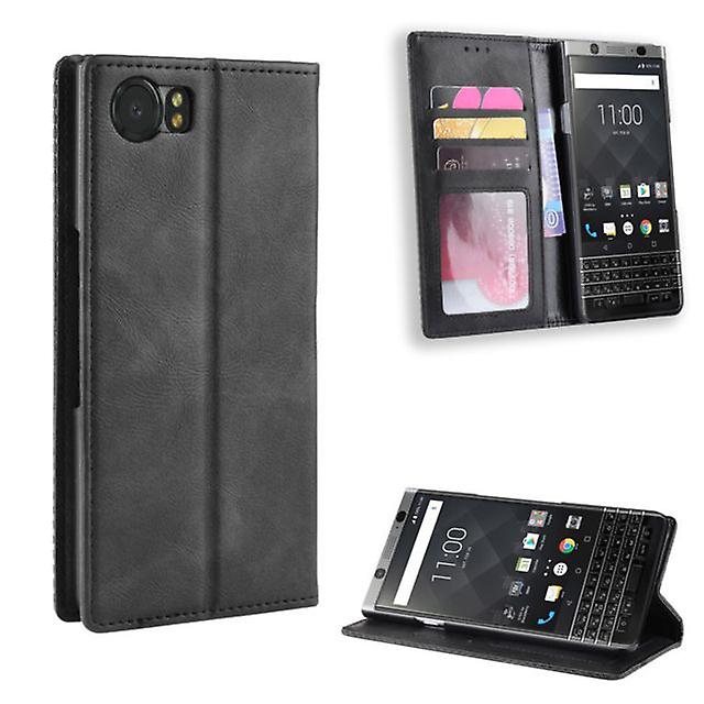Magnetic PU Leather Wallet Shell Case for BlackBerry DTEK 70 Black