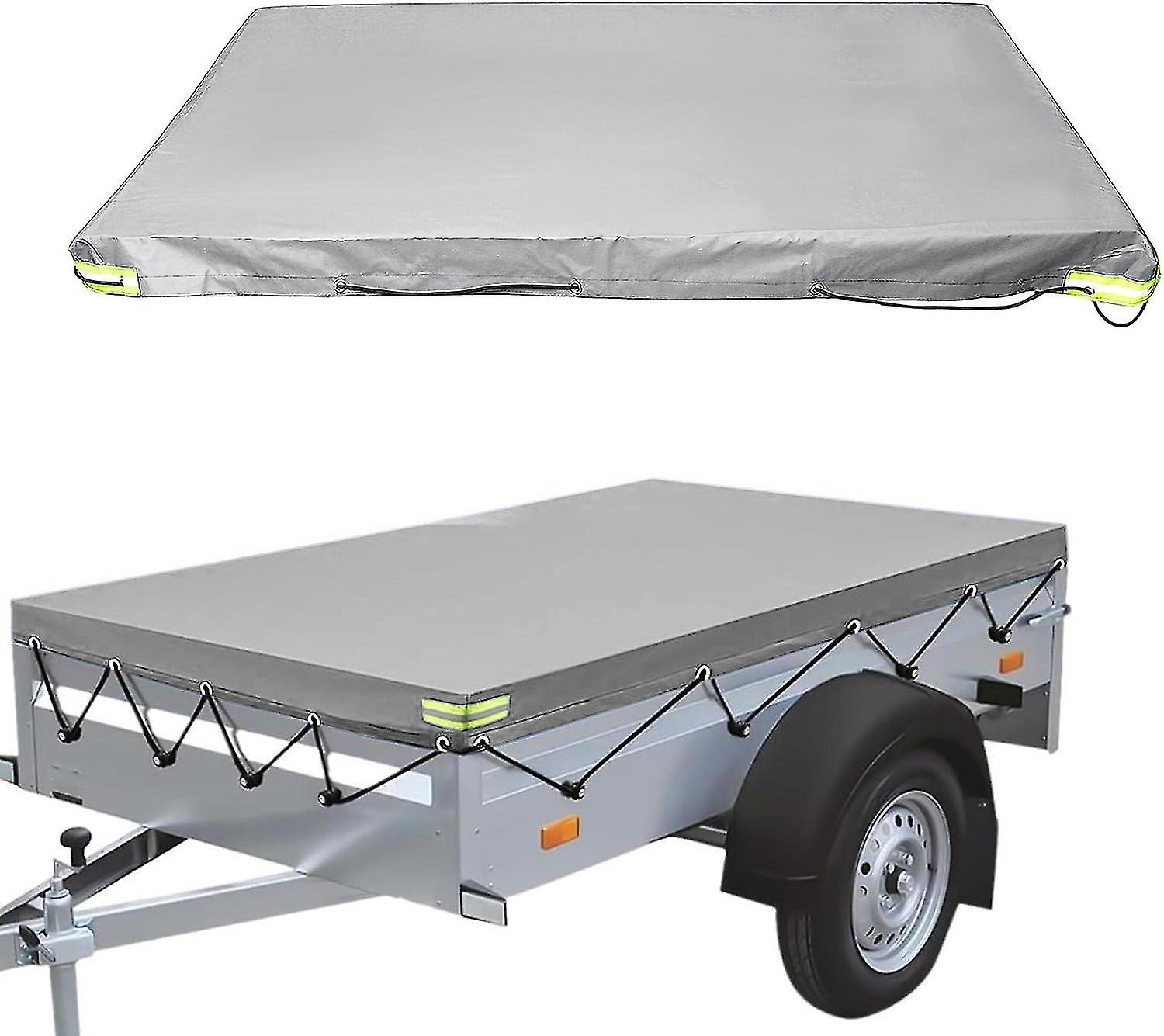 平板拖车篷布， 208 x 114 x 13 cm， 防尘， 适用于750公斤拖车， 灰色