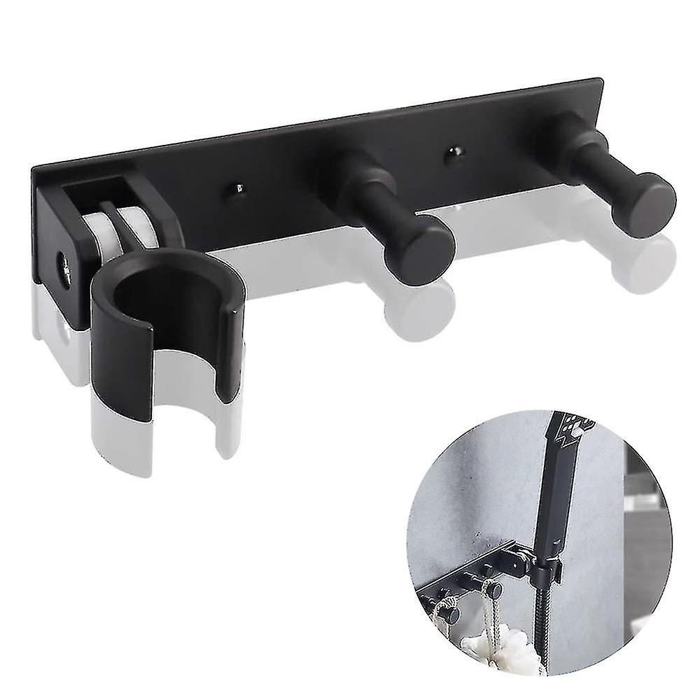 Wall Mount Shower Head Holder Bracket with 2 Hanger Hooks