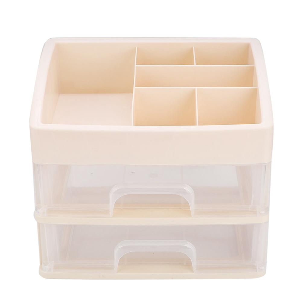 Cosmetic Storage Box Drawer Desktop Jewelry Makeup Case Dressing Table Organizer Beige