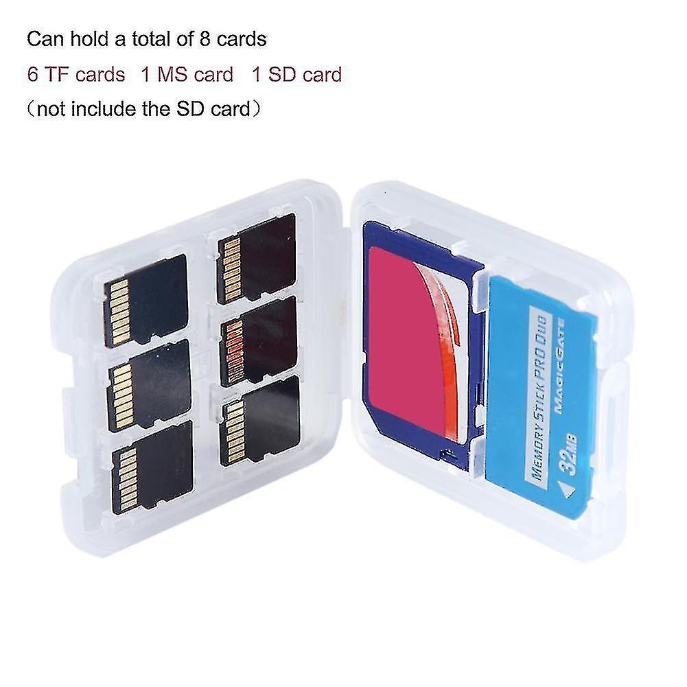 2pcs 8 In 1  Double-layers Plastic Micro For Sd Sdhc Tf Ms Memory Card Storage Hard Case Box Protect