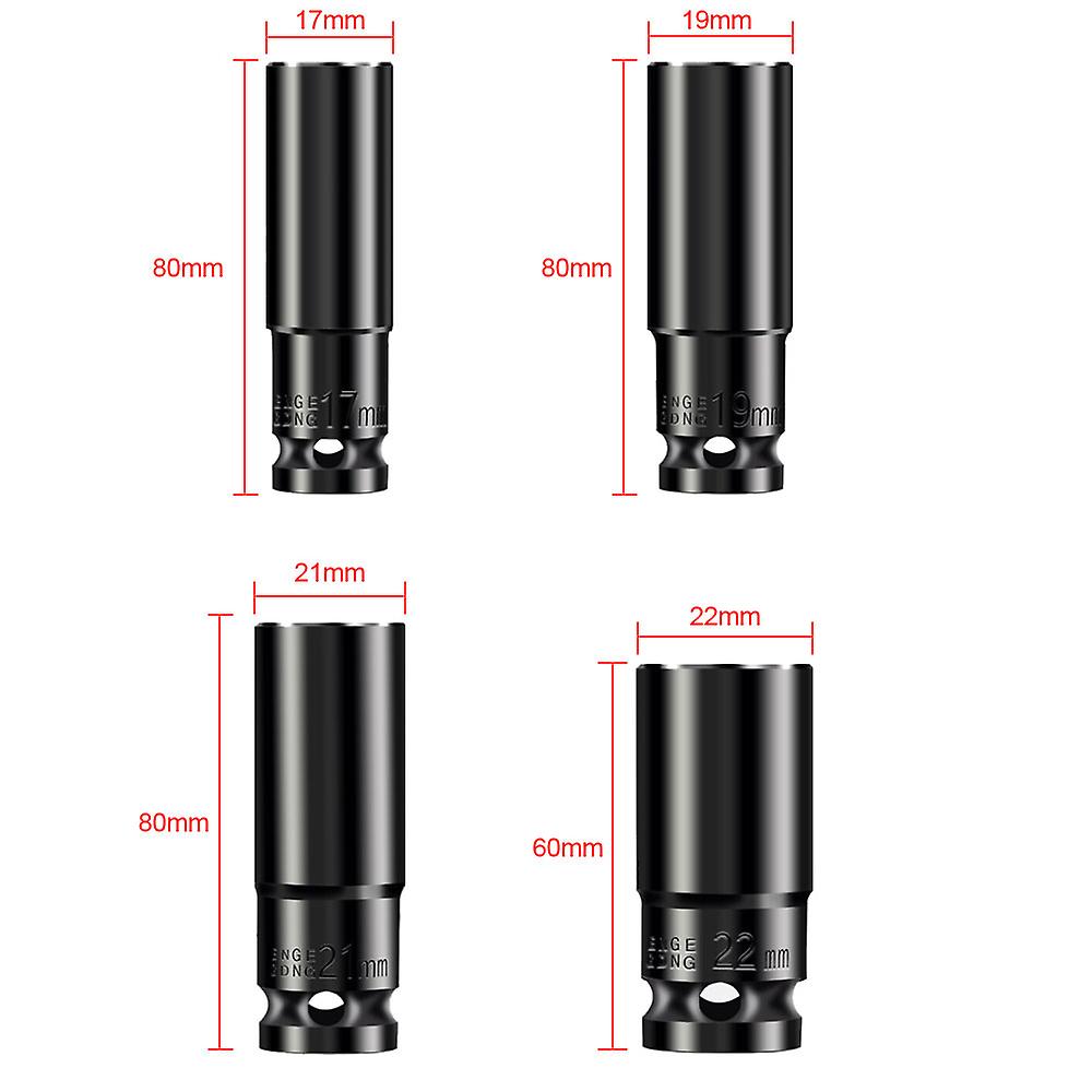 Electric Wrench Hex Wrench Socket Chuck Converter Shank Socket Adapter Quick-release Drive 1/2 Inch 4 Socket Set
