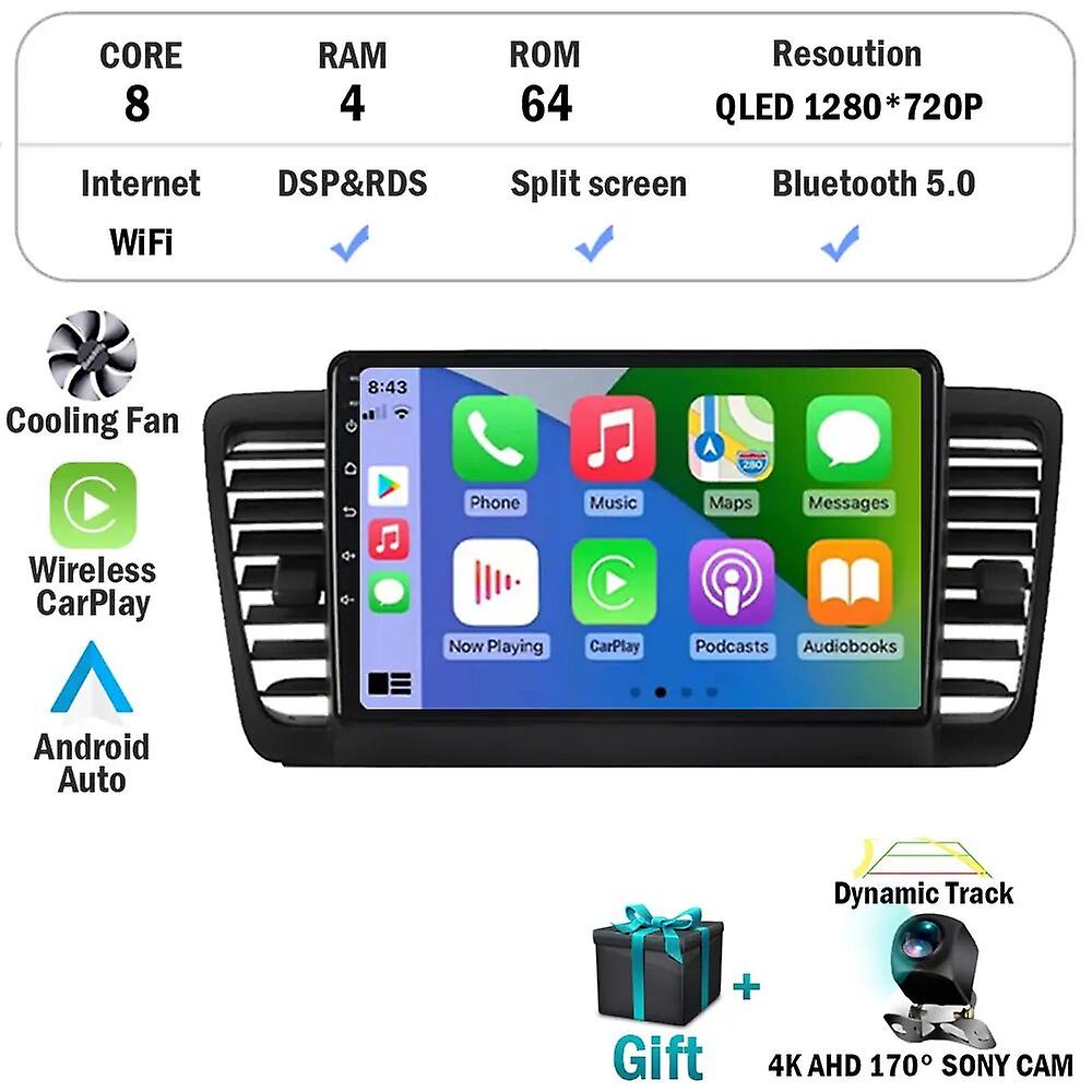 9" Android 13 Auto Bt 4g+wifi Dsp Car Radio Multimedia Video Player Navigation Gps For Subaru Outback 3 Legacy 4 2003-2009 2din