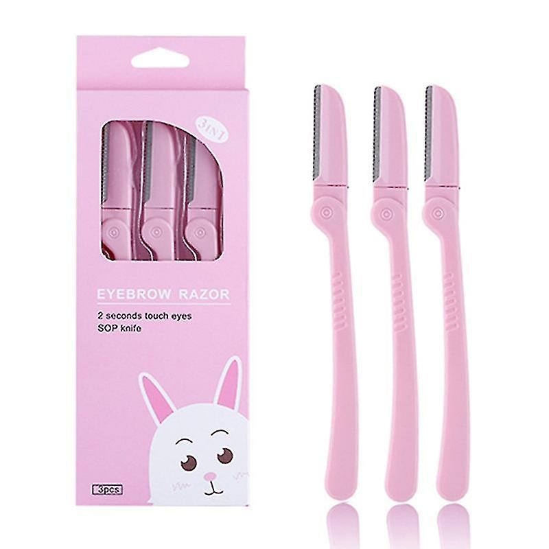 3個眉毛トリマー脇の下毛かみそりフェイシャルシェーバーステンレス鋼ブレードメイクアップツールCai353