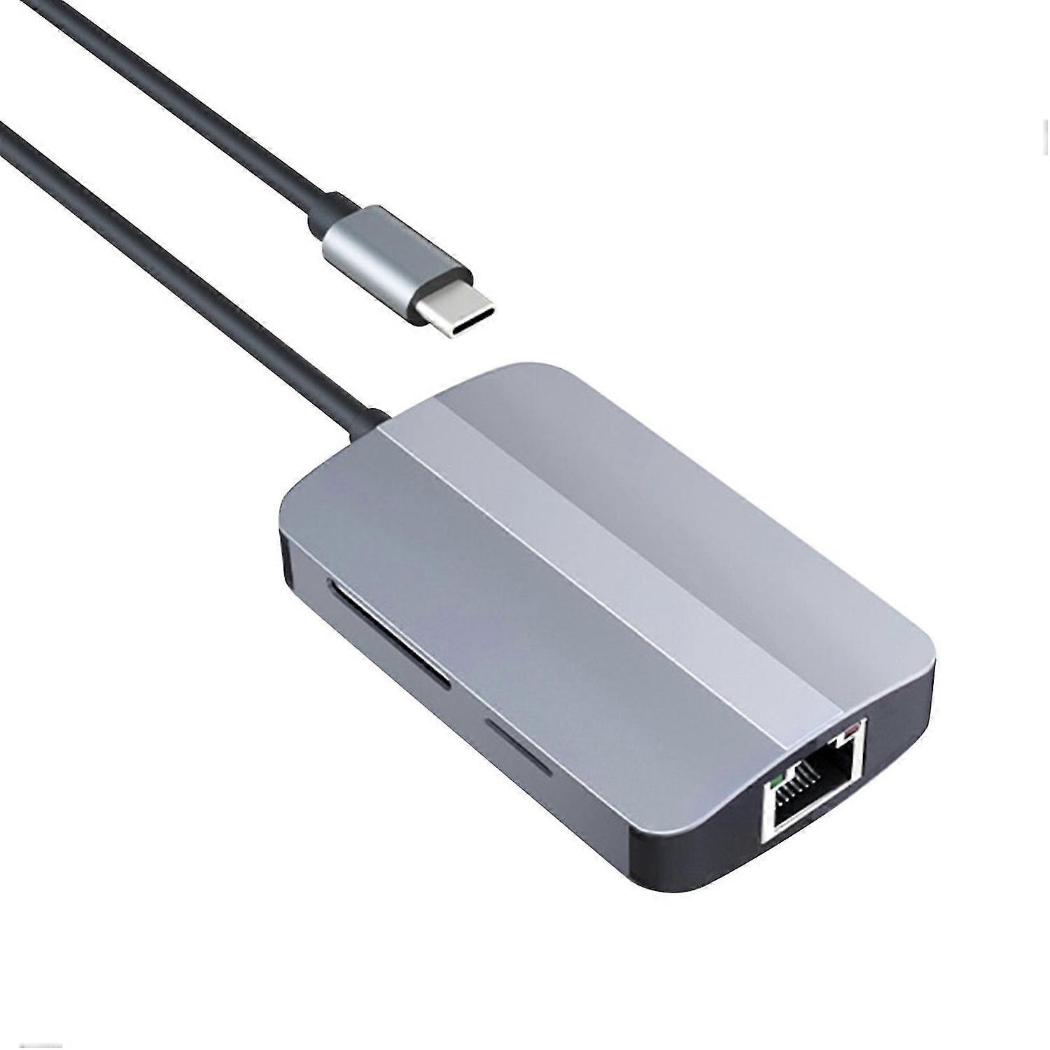 Expansion Dock Fast Transmission Data Transfer 5 in 1 USB3.0 USB 2.0 LAN RJ45 TF/SD-Card Aluminum Al