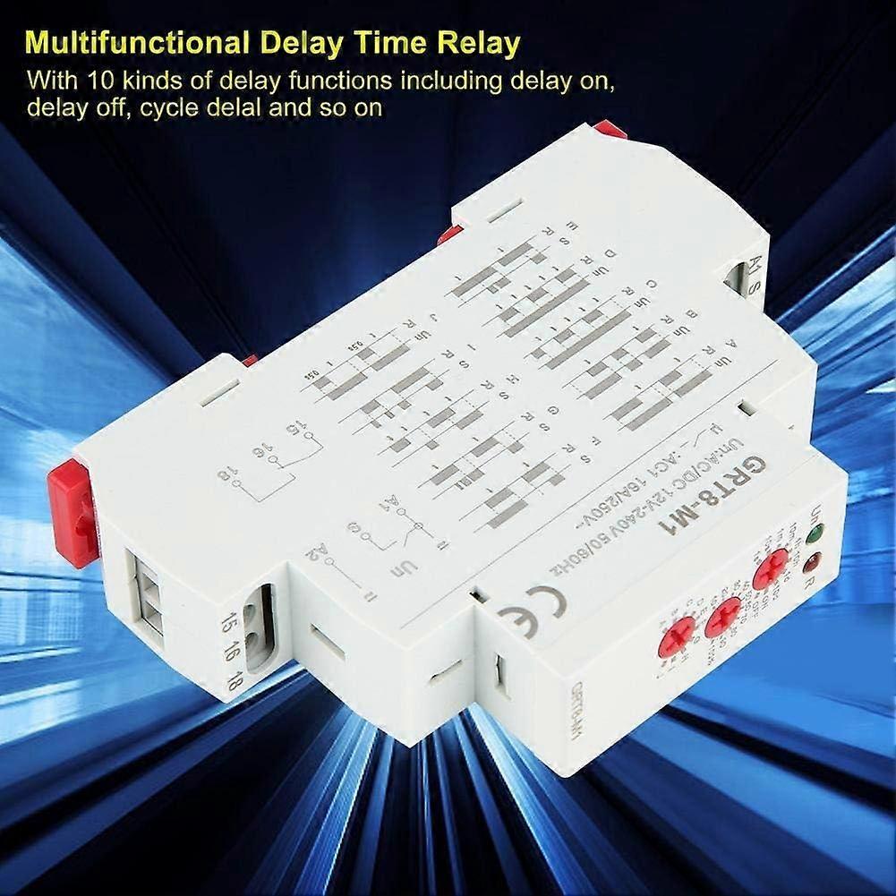 Relay module, AC/DC 12V ~ 240V GRT8-M1 multifunction timer relay with 10-function DIN rail mounting relay module