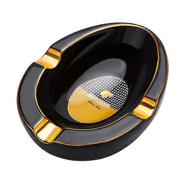 Cigar Ashtray Ceramic 3 Support Goose Egg-Shaped Large Capacity Ash Storage Painted Pattern Cigar Ashtray