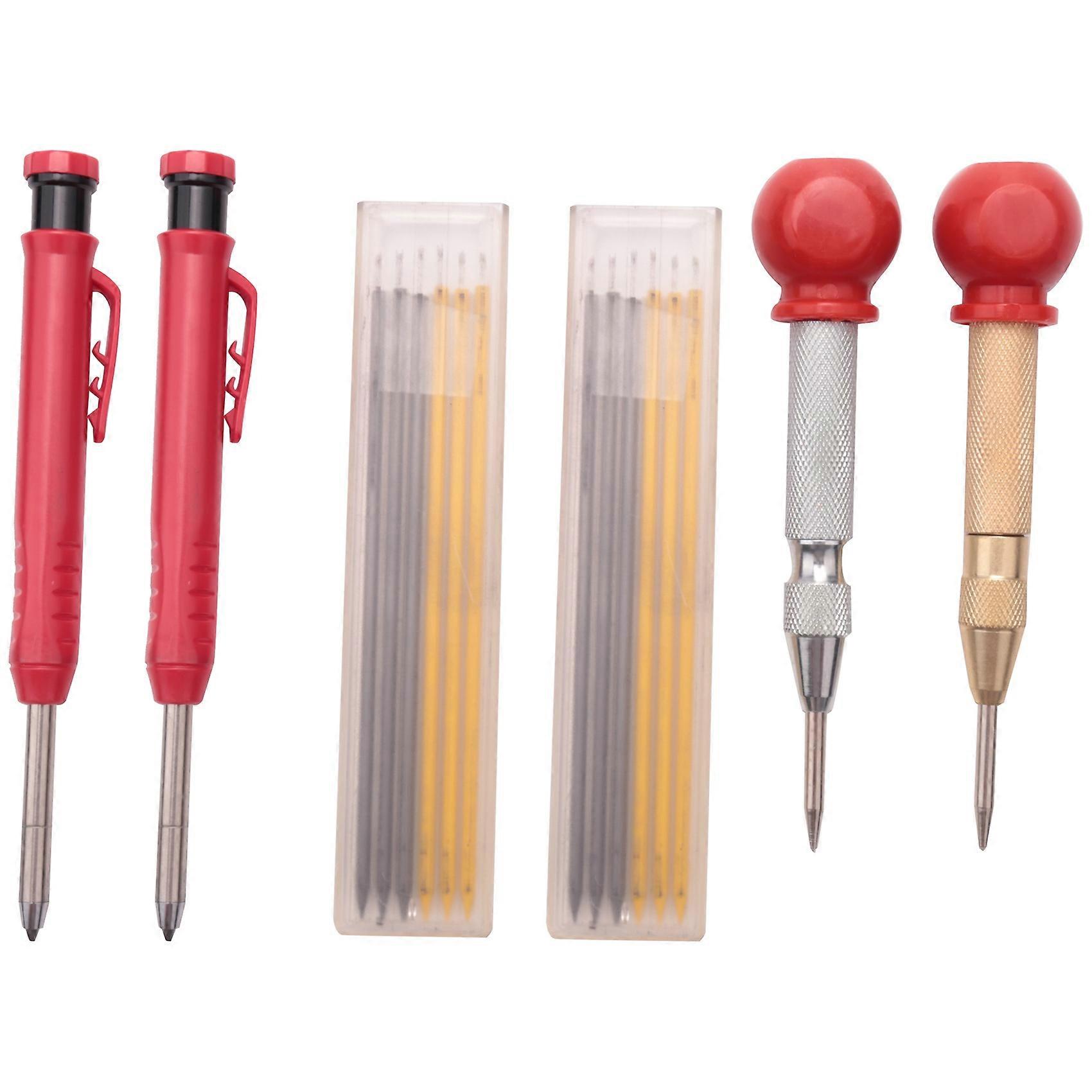 Carpenter Scriber Marking Kit 2 Pcs Mechanical Carpenter Pencils with Built-in Sharpener Marker Refills for Construction