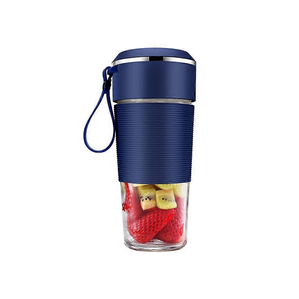 usb elektrisk juicer kop lille juicer maskine frugt juice mixer is smoothie blender kop 6-kniv (blå)