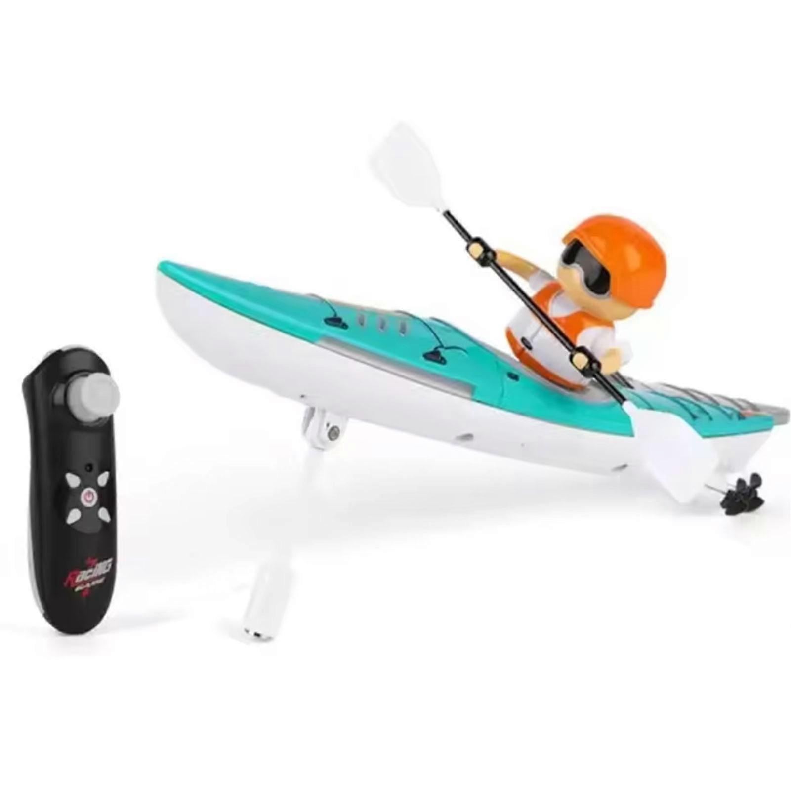 RC-Kayak Boat Streamlined LED Anti-Tipping Dual Driving Mode Boat with Colorful Light for Lake Pool