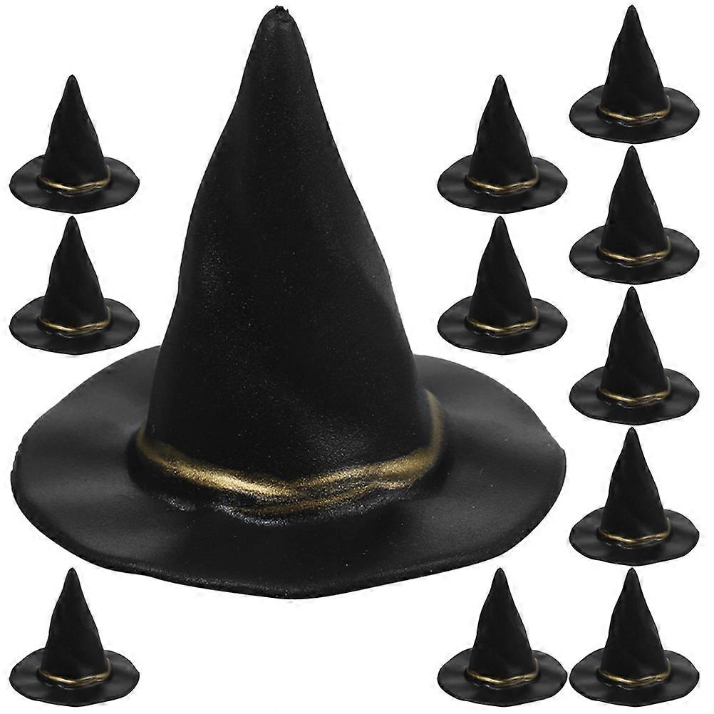 12pcs Mini Witch Hats Halloween Miniature Witch Caps Decorative Doll House Mini Hat Props