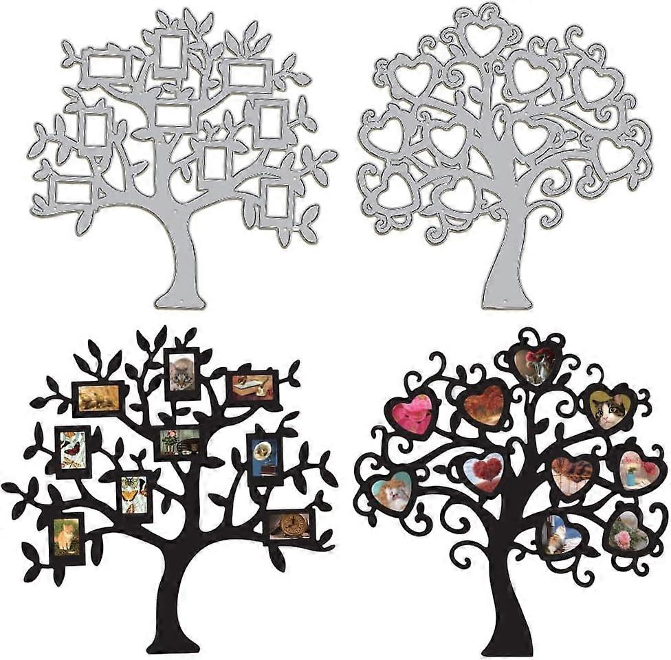 2 PCS Photo Tree Cutting Dies for Card Making Picture Tree Die Cuts Carbon Steel Embossing Stencils Template for DIY Scrapbooking Album Craft Decor