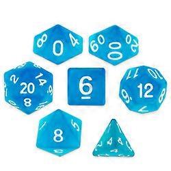 Set de 7 zaruri Polyhedral, sticlă de mare