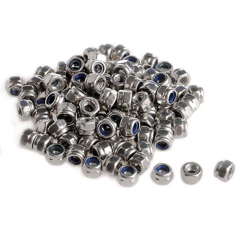 100 Pcs/Set M3 Stainless Steel Screw Lock Nylon Hex Nut Insert Locking Nuts 3mm