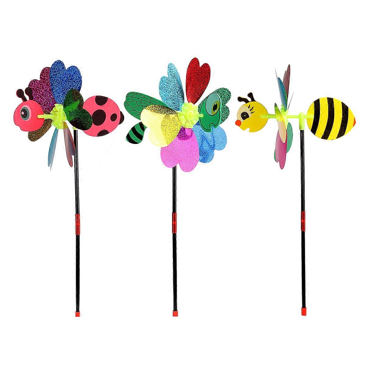 3pcs Insect Pattern Windmill Cartoon Pinwheel Windmill Ornament (Random Pattern)