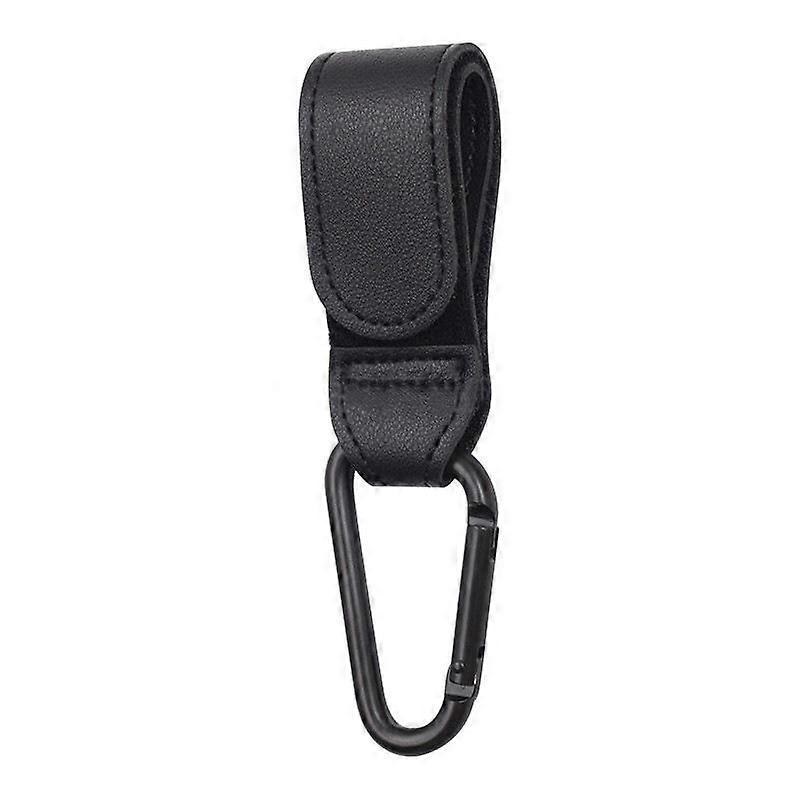 Stroller Hook - 1 Pack - High Quality Aluminum Alloy + Leather Material - Black - Size: 207 x 31mm
