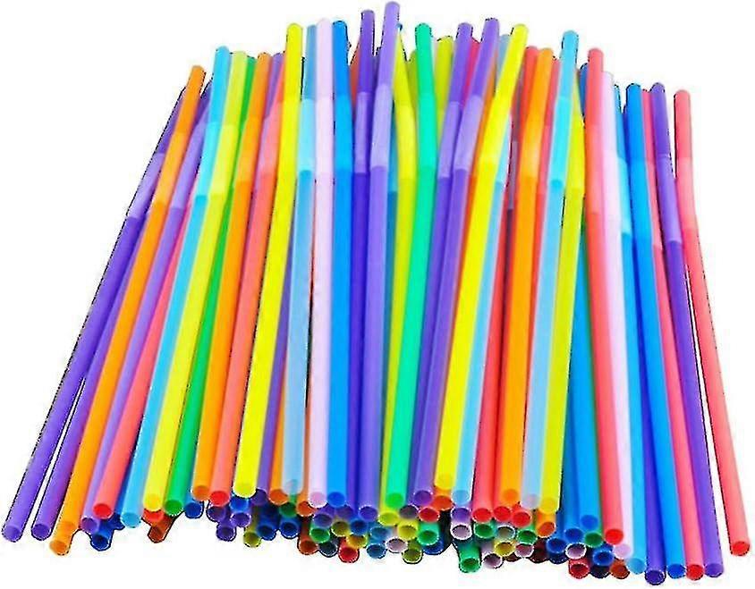 Colorful Extra Long Flexible Disposable Drinking Straws, 200 Pieces