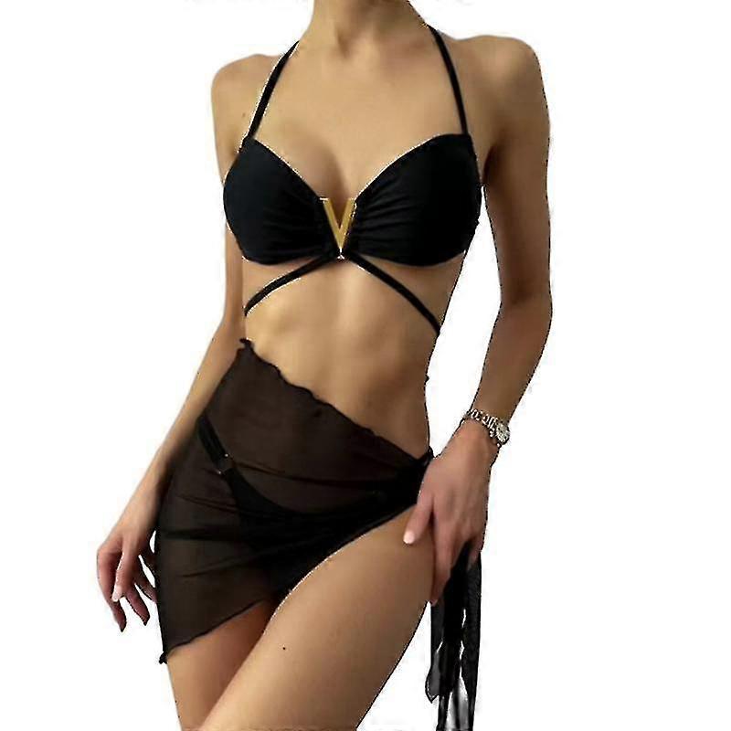 Maillots de bain Bikini Triangle Triangle Femme Avec Jupe De Plage Maille Maillots de Bain 3 Pièces