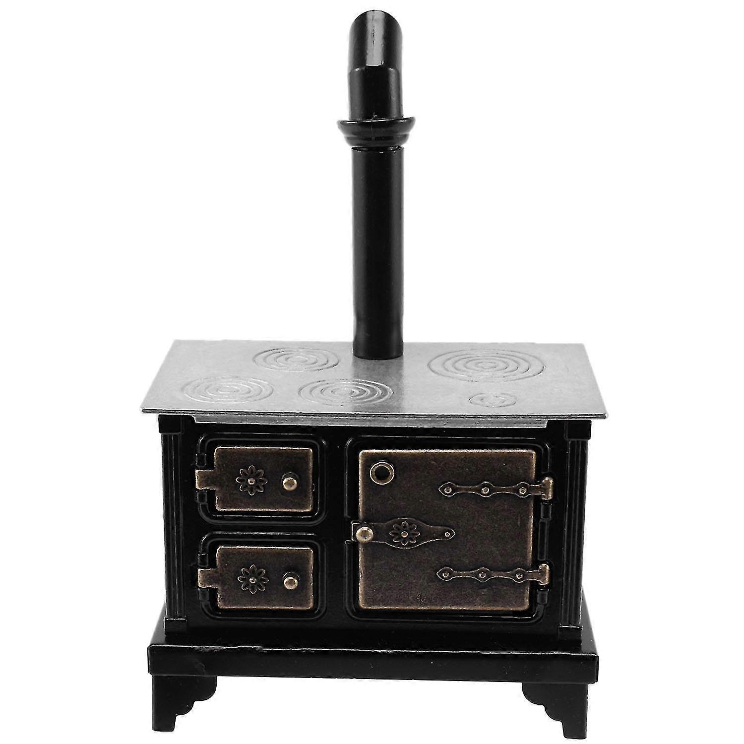 mini simulate iron hearth with long chimney for 1:12 doll decoration