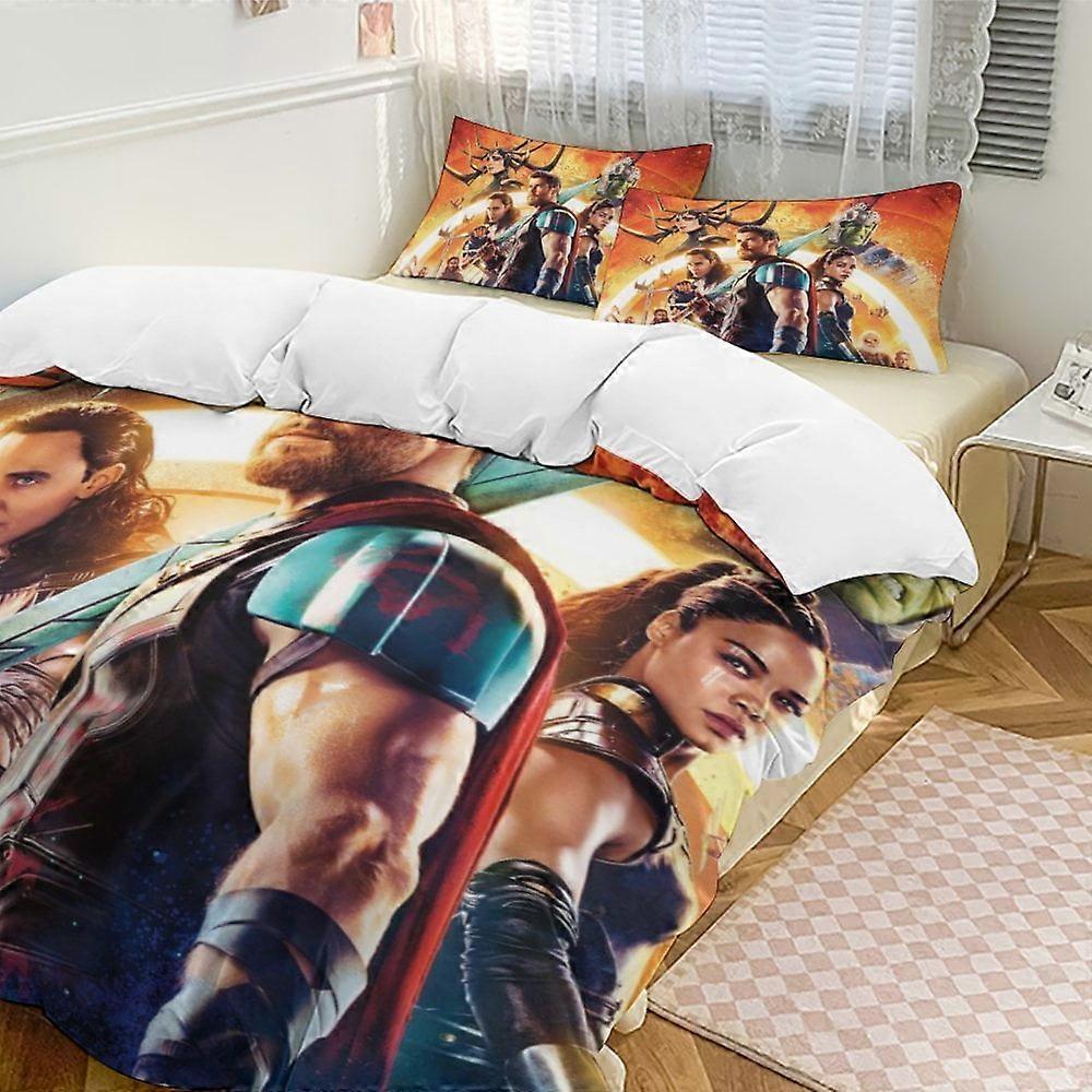 c389 Thor Sängkläder Täcken, 3-delat sängkläder Set Mjukt varmt sängset med 1 påslakan och 2 örngott för sovrum hela säsongen hno389