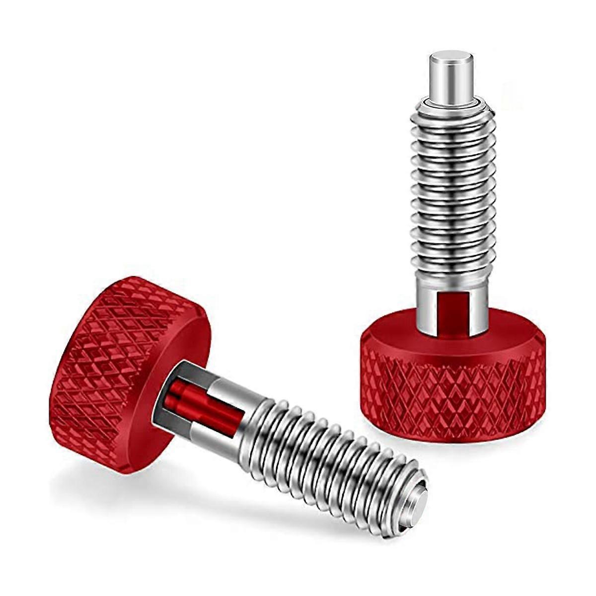 2 Packs Red Hand Retractable Spring Plunger with Knurled Handle M6 Type Quick Release Pins for Roll