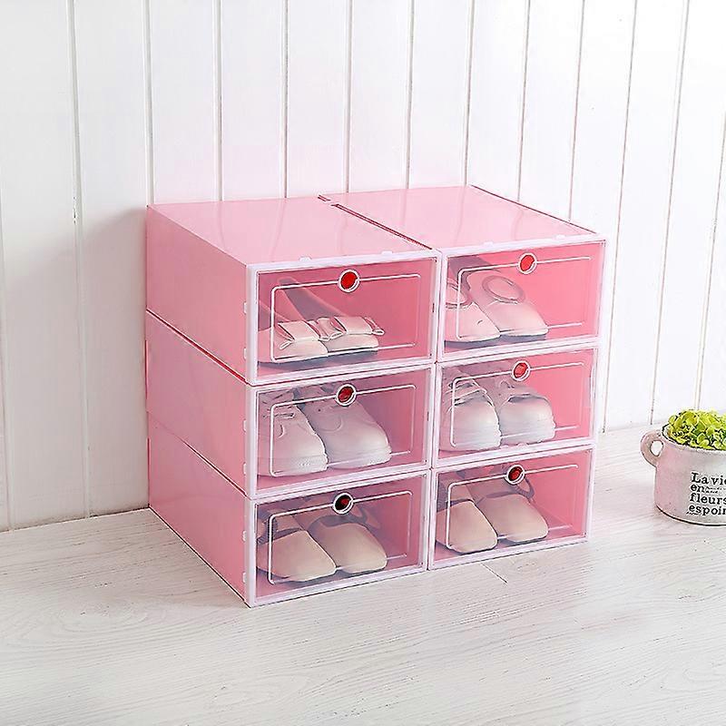 6pcs Plastic Shoe Box Stackable Foldable Shoe Organizer Drawer Storage Case With Flipping Clear Door Ladies Men
