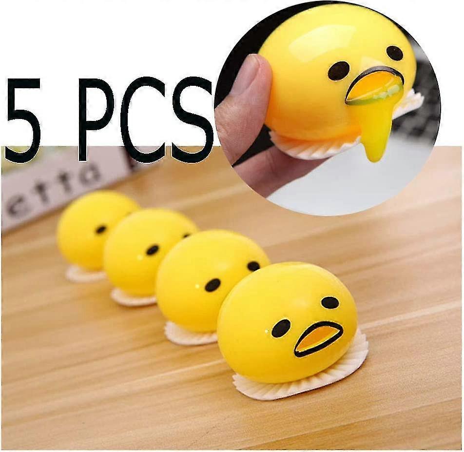 5pcs Jaune Rond Vomissements & Sucer Jaune d’Oeuf Paresseux, Vomissement De Jaune d’Oeuf, évent Stress Tricky Game Relief Toys