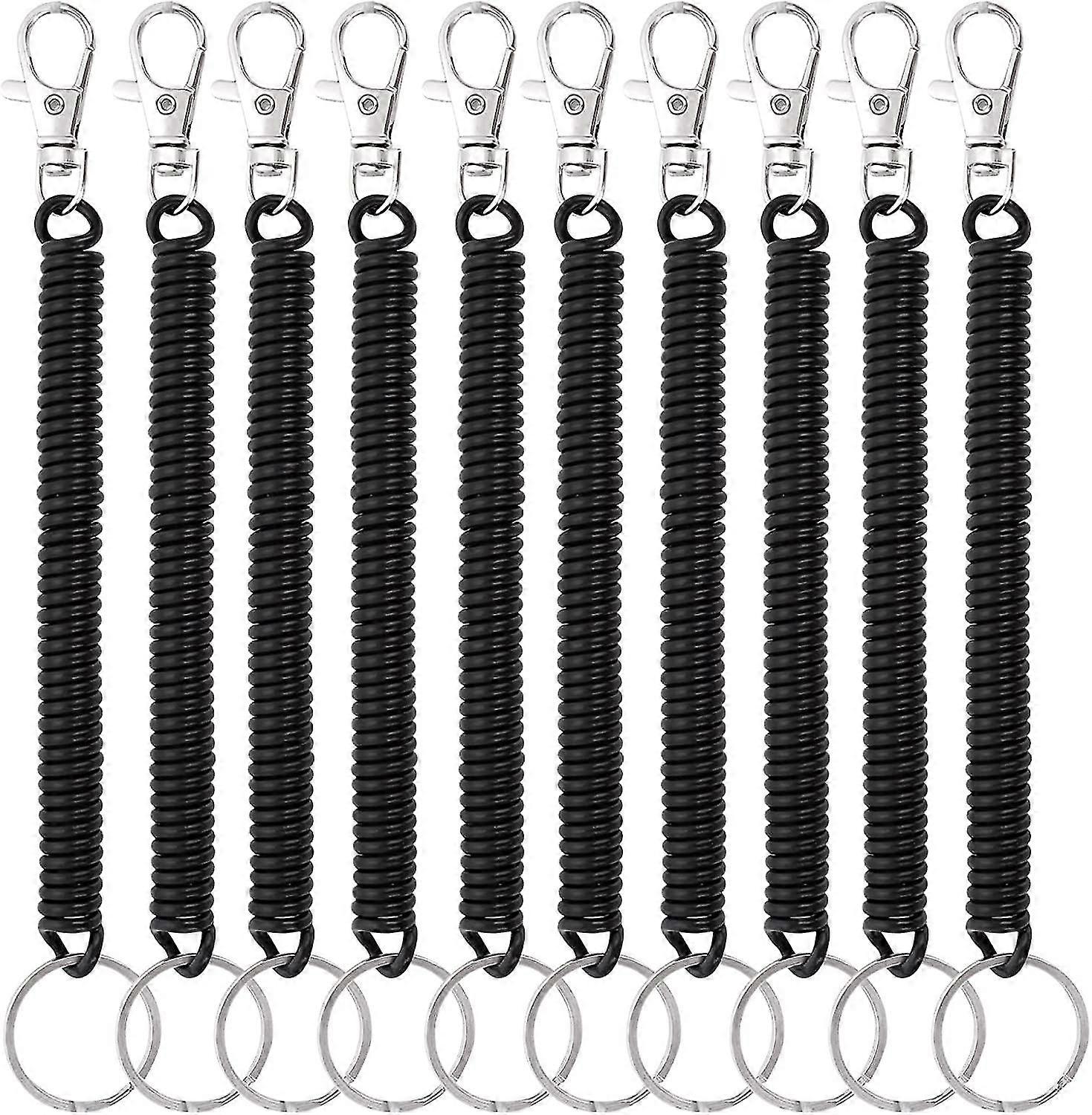 Coil Springs Keychain, 10 Pcs Retractable Coil Springs Keychains With Lobster Clasp, Spring Coil Leash Cord Safety Ropes, Cell Phone Elastic Wrist Coi