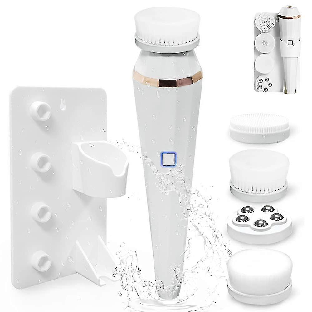 Dhrs Facial Cleansing Brush, With 4 Face Cleansing Brush Heads, 360 Rotating, Rechargeable Facial Scrub Brush Waterproof, 3 Modes Face Brushes For Cle