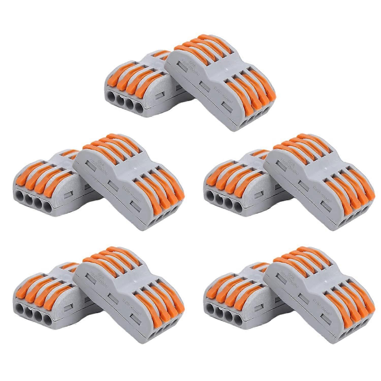 10Pcs Compact Wire Connectors Lever Nut Terminal Block SPL4 Quick Connect Splice Type Electrical Connectors Blocks for Lighting Electrical Control