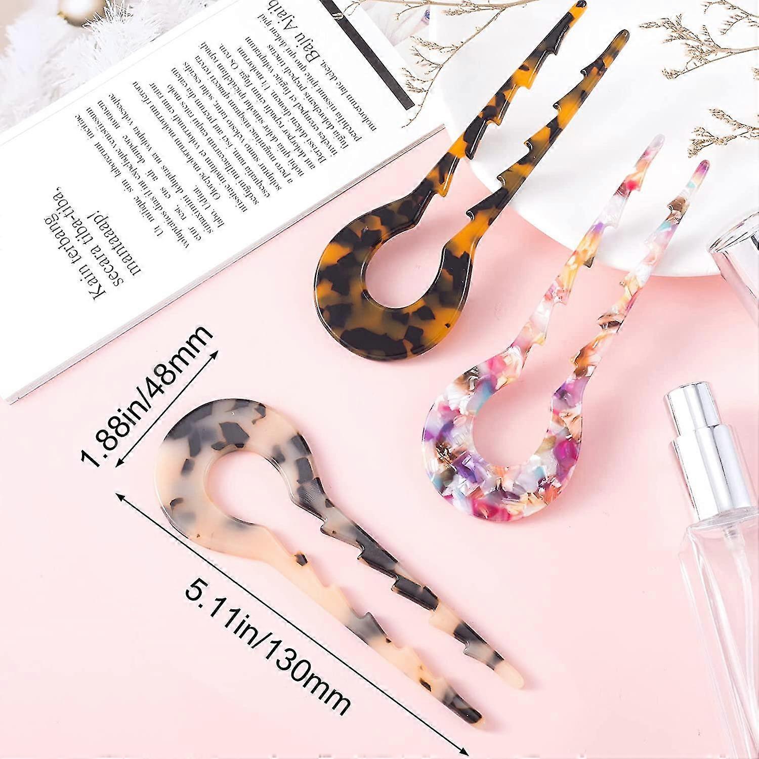 Set Di 10 Forcine E Bastoncini Per Capelli In Acetato Effetto Tartaruga - Eleganti Accessori Donna - 2
