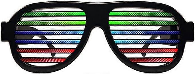 Light Up Shutter Glasses Sound Reactive - USB Rechargeable  Glasses - Black