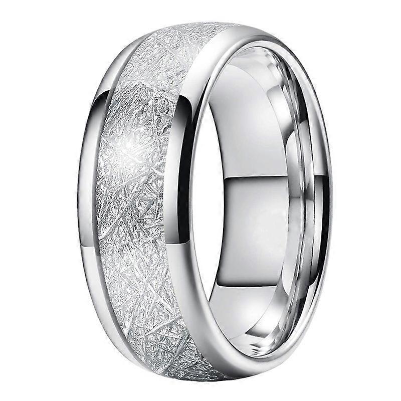 Wolfram giftering meteoritt sølv polert band