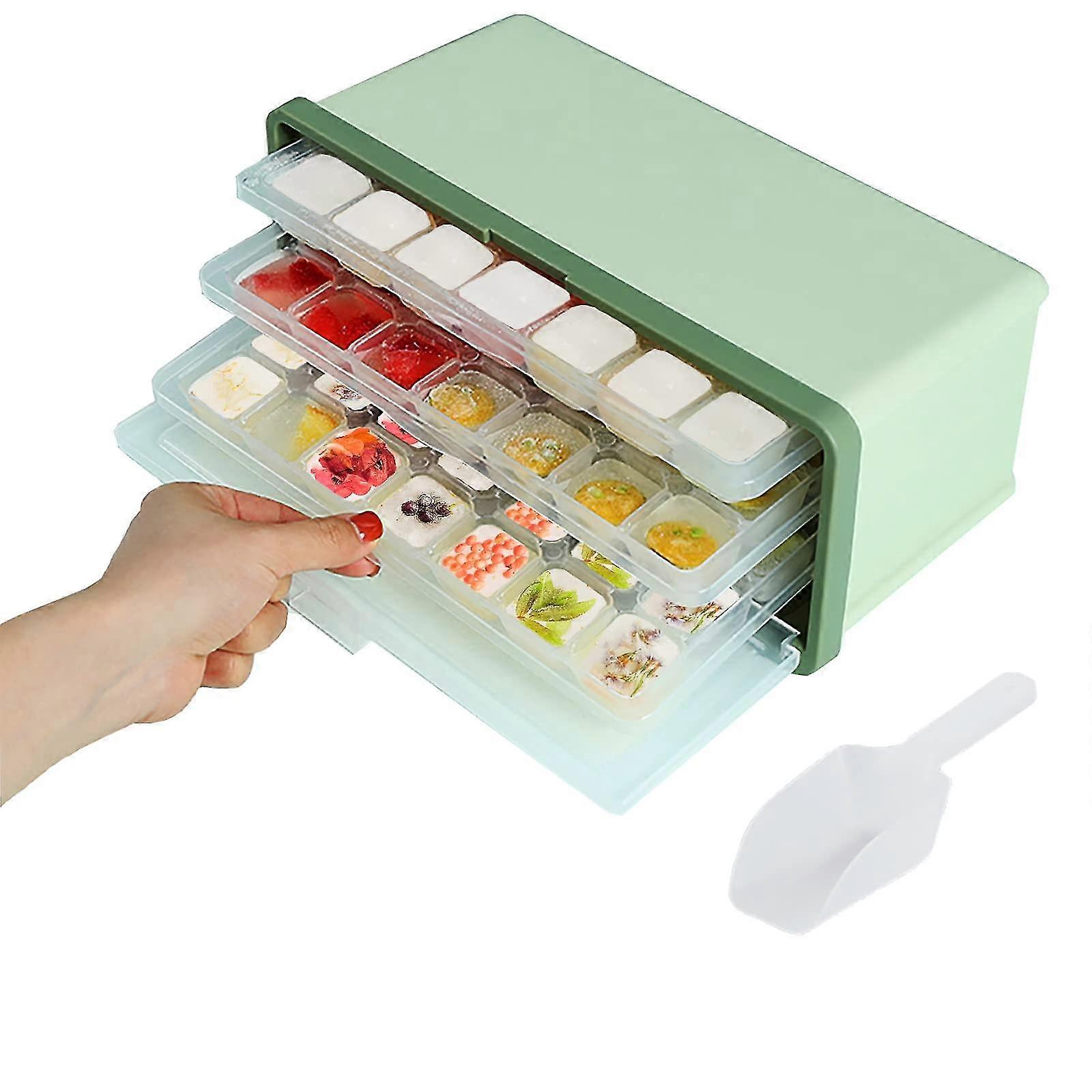 Ice Cube Tray With Lid,321 Compartments, Small Ice Cube Tray With Ice Cube Box And Shovel,for Whiskey, Beer