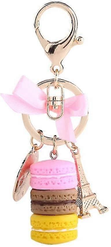 Macaron Cake Tower Keychains With Colorful Cute Alloy For Key Chain Bag Pendant Car Charms Decoration(blue)