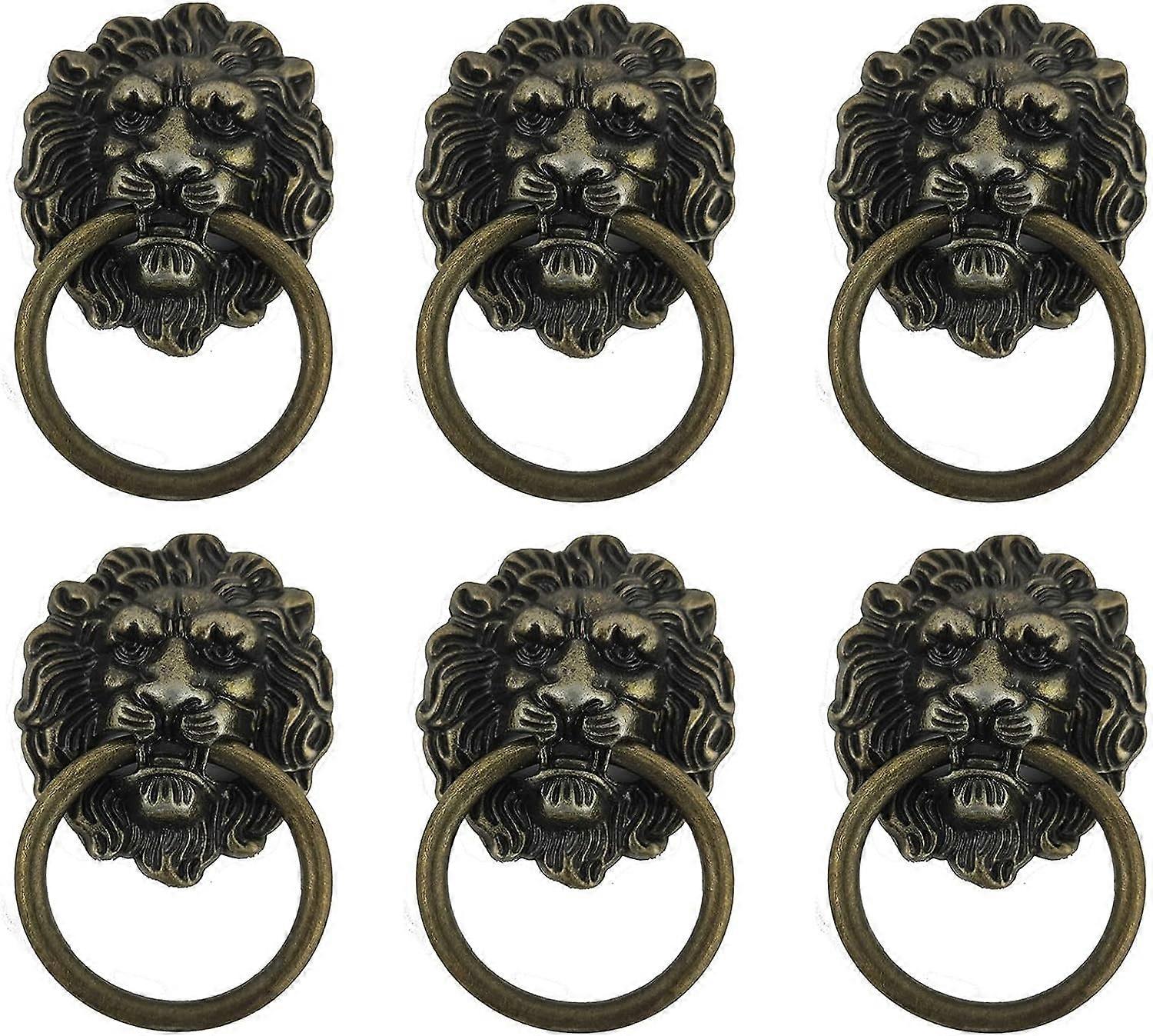 6 Pieces Furniture Knob Handle, Antique Lion Furniture Pull Hand In, Retro Handle Knob
