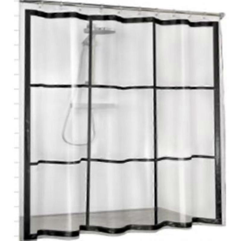 PEVA Shower Curtain, Transparent, Black