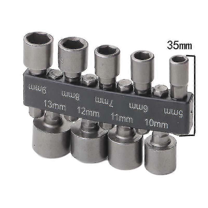 Socket Set Deep Socket Set 5-13mm Socket Wrench Socket Adapter Kit 1/4 Inch Hex For Ratchet Socket Driver Partsblack, Nine Pieces